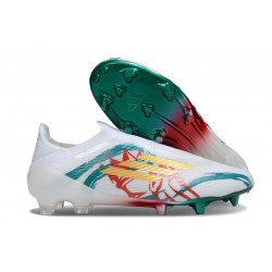 Buty adidas F50 Elite Laceless FG Biały Zielony Złoty