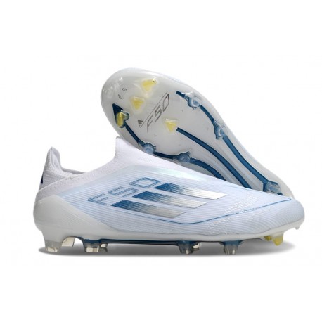 Buty Piłkarskie adidas F50 Elite Laceless FG Biały Niebieski