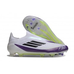 Buty Piłkarskie adidas F50 Elite Laceless FG X Messi Biały Czarny Fioletowy
