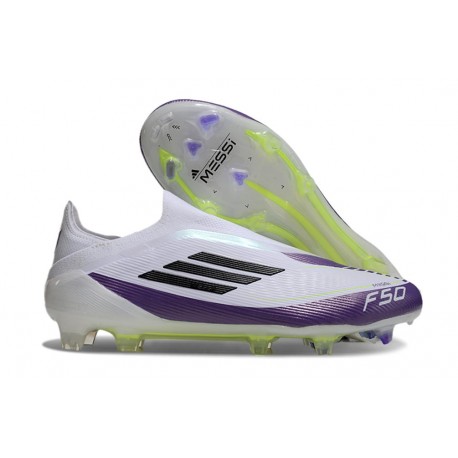 Buty Piłkarskie adidas F50 Elite Laceless FG X Messi Biały Czarny Fioletowy