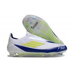 Buty Piłkarskie adidas F50 Elite Laceless FG Biały Niebieski Zawistny