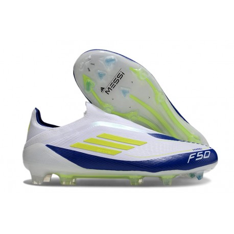 Buty Piłkarskie adidas F50 Elite Laceless FG Biały Niebieski Zawistny