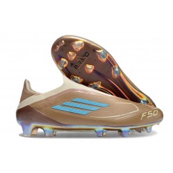 Buty Piłkarskie adidas F50 Elite Laceless FG Miedź Biały Niebieski