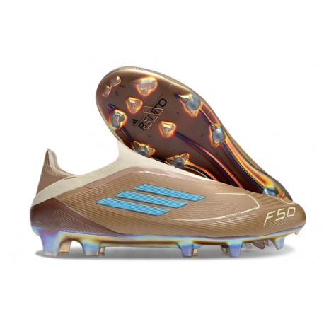Buty Piłkarskie adidas F50 Elite Laceless FG Miedź Biały Niebieski