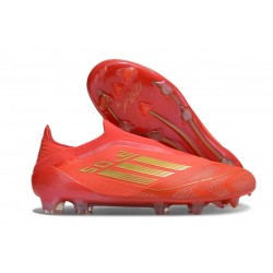 Buty Piłkarskie adidas F50 Elite Laceless FG Czerwony Złoto