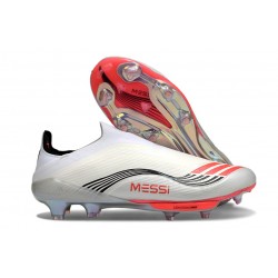 Korki Piłkarskie adidas F50+ Laceless FG X Messi Biały Srebro Czerwony