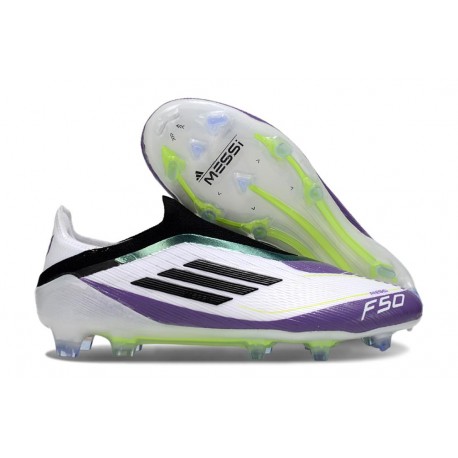 Buty Piłkarskie adidas F50 Elite Laceless FG X Messi Biały Czarny Fioletowy