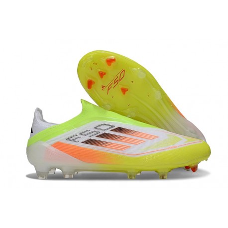 Korki adidas F50 Elite Sznurowadeł FG Zawistny Biały Pomarańczowy