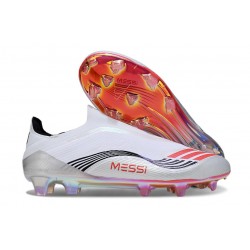 Korki adidas F50 Elite Sznurowadeł FG X Messi Biały Srebro Czerwony