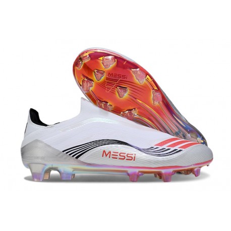 Korki adidas F50 Elite Sznurowadeł FG X Messi Biały Srebro Czerwony